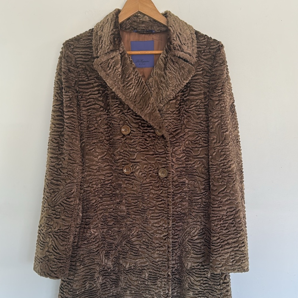 Les Copains Brown Faux Fur Jacket, Sz IT44/US8